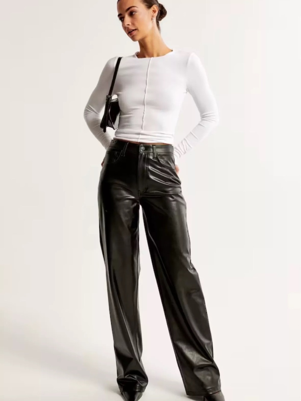 Abercrombie & Fitch | The Loose High Rise Faux Leather Pants